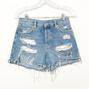 Free People Maggie Distressed Frayed Cutoff Shorts Light Wash
